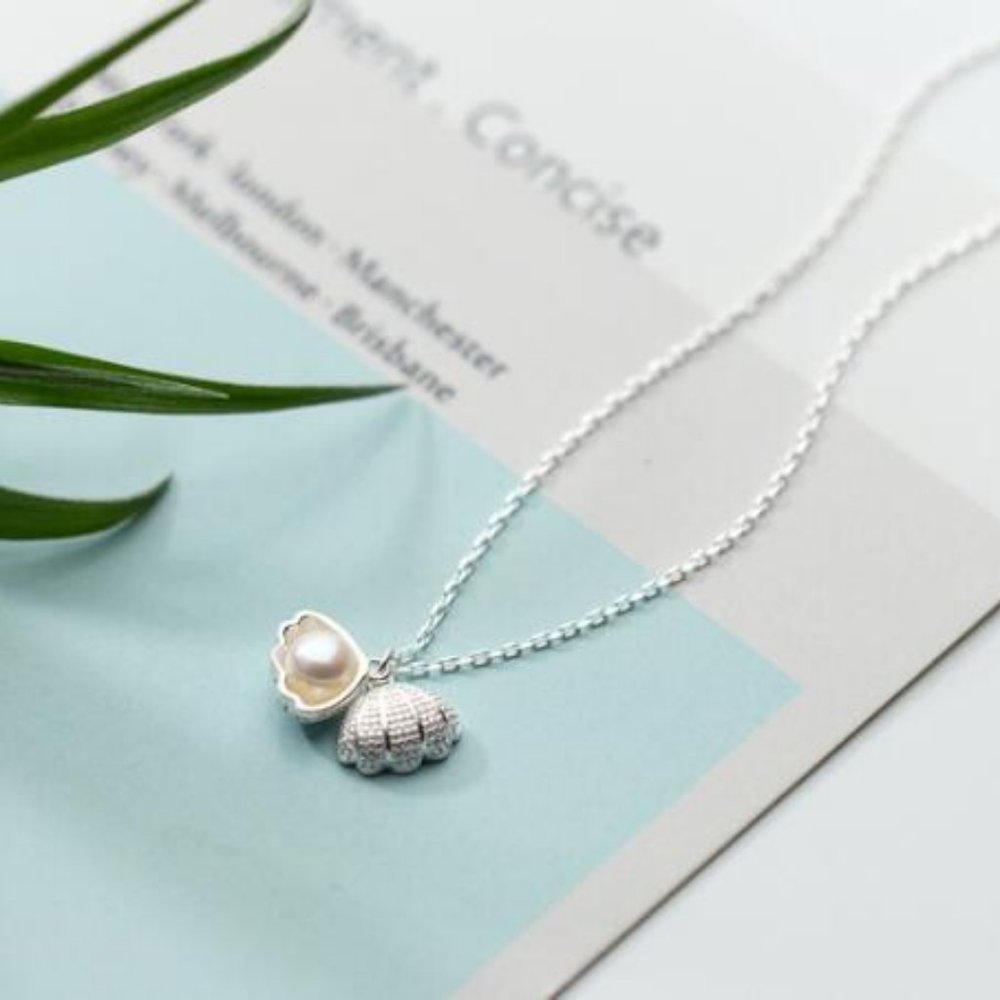 NEW 925 Sterling Silver Pearl Shell Necklace Y - Picture 6 of 8